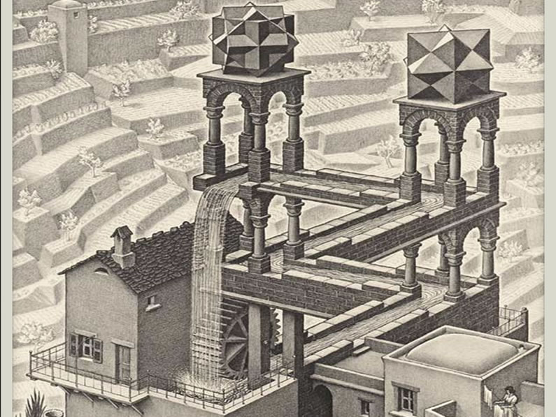 Waterfall, litografia d'Escher
